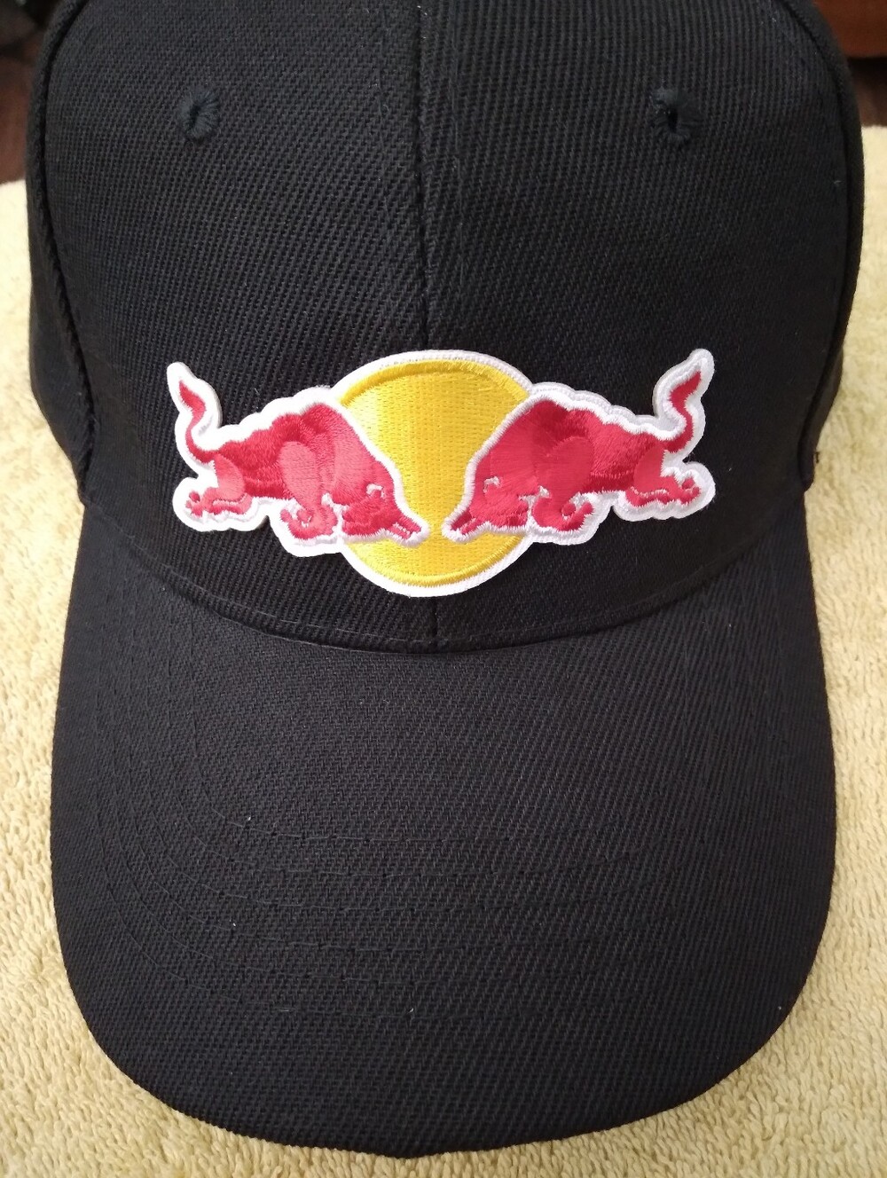 Kids Black Baseball Cap with Red Bull Patch